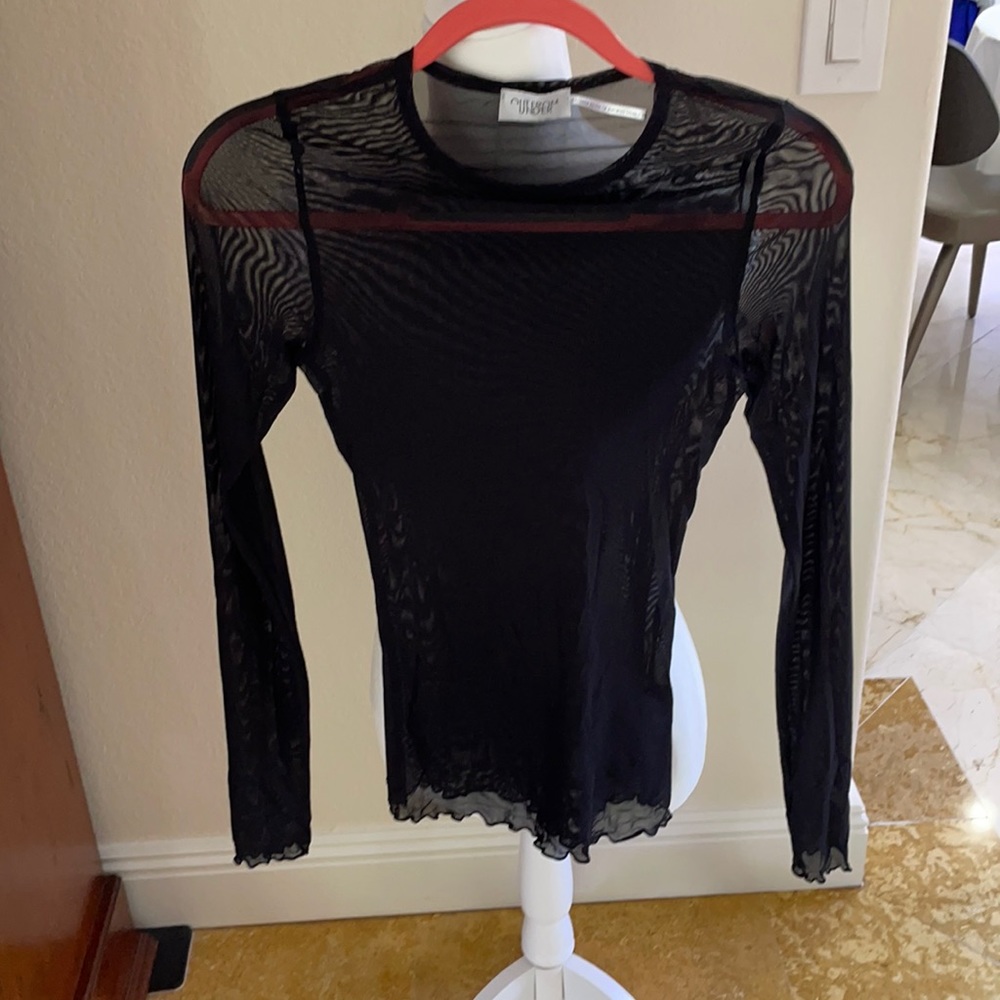 Urban Outfitters See-Thru Black Long Sleeve Top